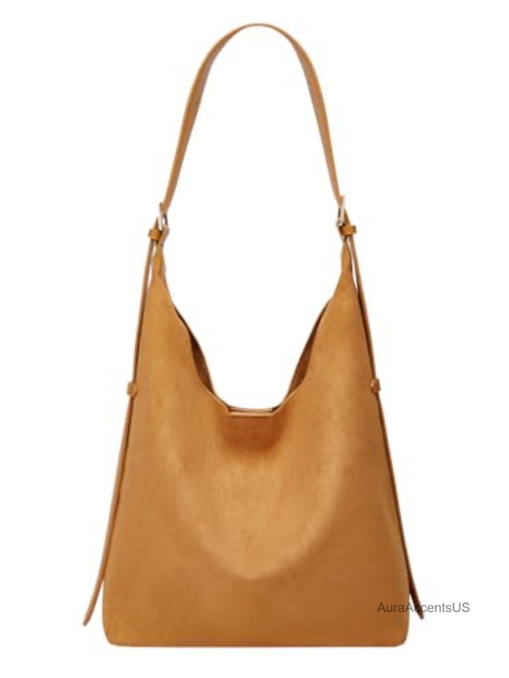 Faux Suede Tote Bag Slouchy Hobo Shoulder Purse for Women Adjustable Strap
